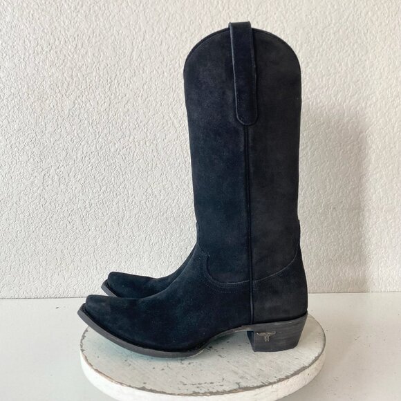 Black Suede Heeled Boots - Picture 4 of 14